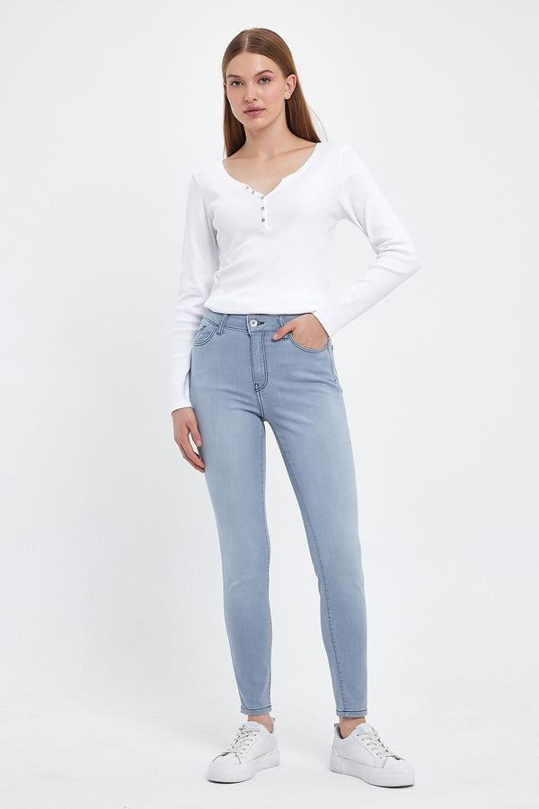 Gabriella Blue Grey Skinny Jean Pantolon - BLUE GREY