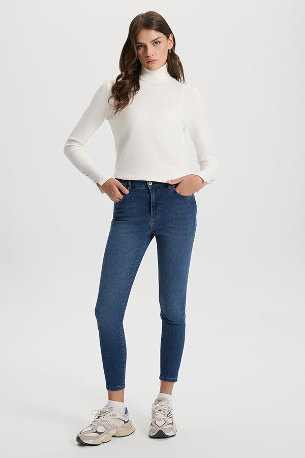 Kadın Gabriella Dirty Dark Blue Skinny Jean Pantolon