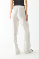 Kadın Geniş Paça Keten Beach Pantolon - Fildişi