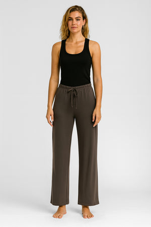 Kadın Geniş Paça Yumuşak Dokulu Pike Pantolon (CUPRO) - Antrasit