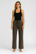 Kadın Geniş Paça Yumuşak Dokulu Pike Pantolon (CUPRO) - Antrasit