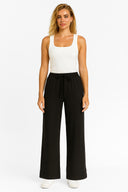 Kadın Geniş Paça Yumuşak Dokulu Pike Pantolon (CUPRO) - Siyah