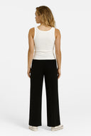 Kadın Geniş Paça Yumuşak Dokulu Pike Pantolon (CUPRO) - Siyah