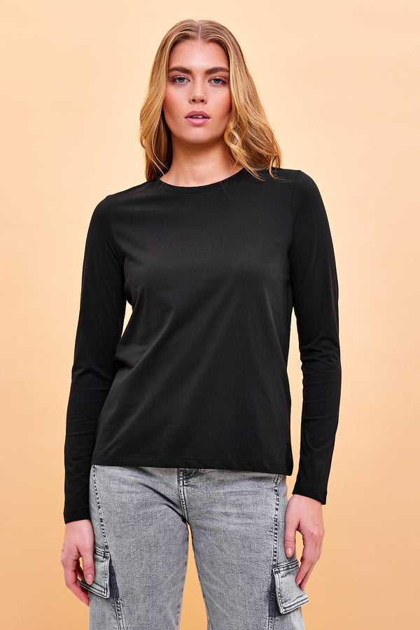 Kadın Gloria Siyah Bisiklet Yaka Regular Fit Basic Tişört