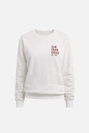 Kadın Göğsü Baskılı Basic Sweatshirt %100 Pamuk - Fildişi
