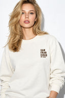 Kadın Göğsü Baskılı Basic Sweatshirt %100 Pamuk-Fildişi