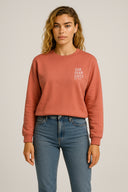 Kadın Göğsü Baskılı Basic Sweatshirt %100 Pamuk - Gülkurusu