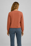 Kadın Göğsü Baskılı Basic Sweatshirt %100 Pamuk - Gülkurusu