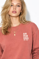 Kadın Göğsü Baskılı Basic Sweatshirt %100 Pamuk-Gülkurusu