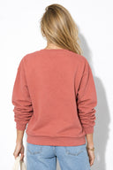 Kadın Göğsü Baskılı Basic Sweatshirt %100 Pamuk-Gülkurusu