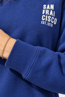Kadın Göğsü Baskılı Basic Sweatshirt %100 Pamuk-Navy