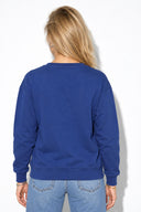 Kadın Göğsü Baskılı Basic Sweatshirt %100 Pamuk-Navy