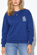 Kadın Göğsü Baskılı Basic Sweatshirt %100 Pamuk-Navy