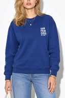 Kadın Göğsü Baskılı Basic Sweatshirt %100 Pamuk-Navy