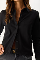 Kadın Gömlek Formlu Kaşkorse Tişört - Siyah