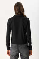 Kadın Gömlek Formlu Kaşkorse Tişört - Siyah