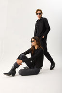 Kadın Gömlek Formlu Kaşkorse Tişört - Siyah