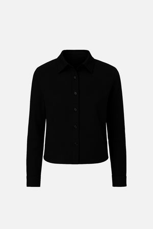 Kadın Gömlek Formlu Kaşkorse Tişört - Siyah