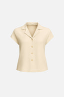 Kadın Gömlek Yakalı Keten Karışımlı Bluz - Naturel