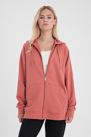 Kadın Grace Gül Kurusu Kapüşonlu Fermuarlı Regular Fit Basic Sweatshirt