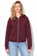 Kadın Grace Kapüşonlu Fermuarlı İnterlok Sweatshirt-Bordo