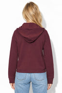 Kadın Grace Kapüşonlu Fermuarlı İnterlok Sweatshirt-Bordo