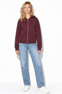 Kadın Grace Kapüşonlu Fermuarlı İnterlok Sweatshirt-Bordo