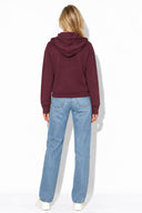 Kadın Grace Kapüşonlu Fermuarlı İnterlok Sweatshirt-Bordo
