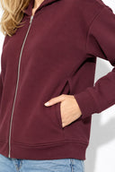 Kadın Grace Kapüşonlu Fermuarlı İnterlok Sweatshirt-Bordo