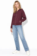 Kadın Grace Kapüşonlu Fermuarlı İnterlok Sweatshirt-Bordo
