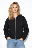 Kadın Grace Kapüşonlu Fermuarlı İnterlok Sweatshirt-Siyah