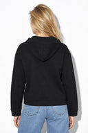 Kadın Grace Kapüşonlu Fermuarlı İnterlok Sweatshirt-Siyah