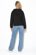 Kadın Grace Kapüşonlu Fermuarlı İnterlok Sweatshirt-Siyah