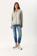 Kadın Gwen Yanı Yırtmaçlı Fermuarlı Sweatshirt - Gri