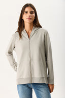 Kadın Gwen Yanı Yırtmaçlı Fermuarlı Sweatshirt - Gri