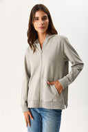 Kadın Gwen Yanı Yırtmaçlı Fermuarlı Sweatshirt - Gri