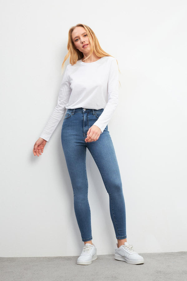 Kadın Holly Dark Blue Ekstra Yüksek Bel Skinny Jean Pantolon