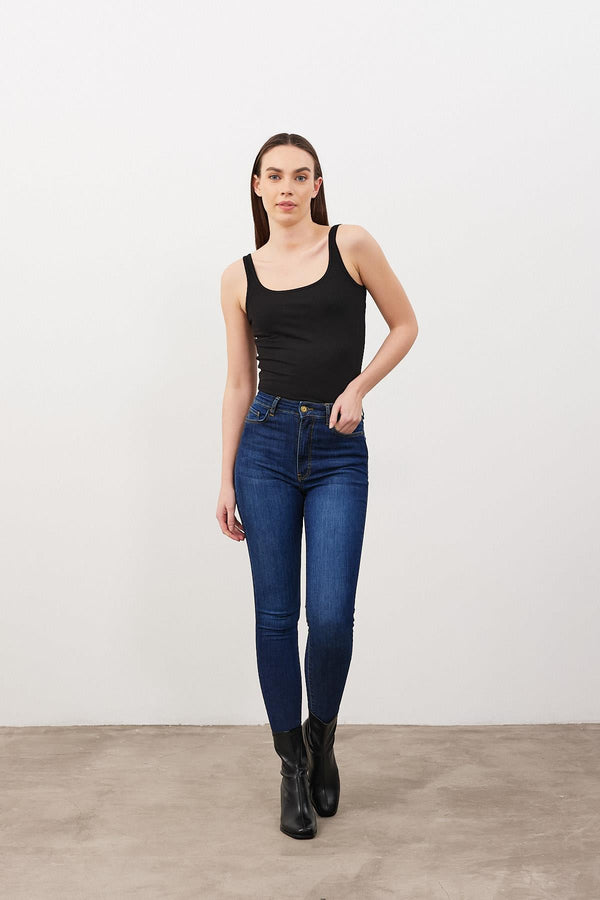Holly Dirty Dark Blue Ekstra Yüksek Bel Skinny Jean Pantolon - DIRTY DARK BLUE
