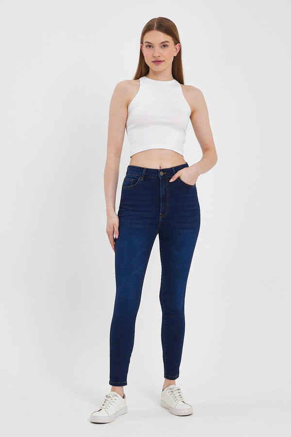 Holly Naturel Dark Yüksek Bel Skinny Jean Pantolon(TENCEL)(TM) - NATUREL DARK