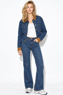 Kadın İspanyol Paça Dark Blue Jean Pantolon-Dark Blue
