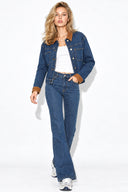 Kadın İspanyol Paça Dark Blue Jean Pantolon-Dark Blue