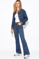 Kadın İspanyol Paça Dark Blue Jean Pantolon-Dark Blue