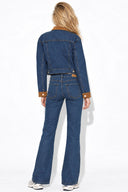 Kadın İspanyol Paça Dark Blue Jean Pantolon-Dark Blue