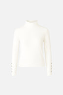 Kadın Janna Yarım Balıkçı Kolu Düğmeli Triko Kazak - Kemik