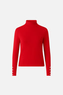 Kadın Janna Yarım Balıkçı Kolu Düğmeli Triko Kazak - Kırmızı