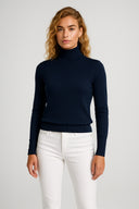 Kadın Janna Yarım Balıkçı Kolu Düğmeli Triko Kazak - Lacivert