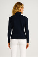 Kadın Janna Yarım Balıkçı Kolu Düğmeli Triko Kazak - Lacivert