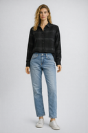 Kadın Jenna Regular Fit Ekose Gömlek - Siyah