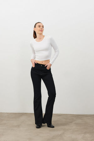 Jenny Black Yüksek Bel Flare Jean Pantolon - BLACK 1K2411052B-603