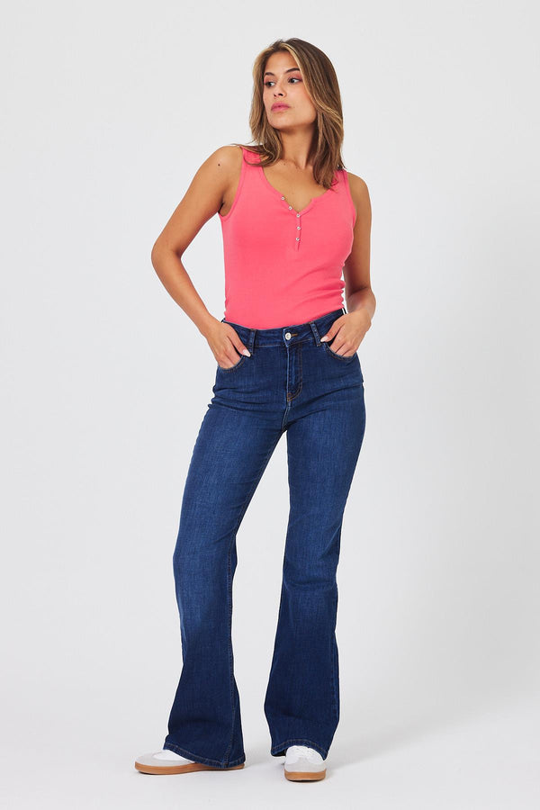 Jenny Dark Blue Flare Jean Pantolon - DARK BLUE